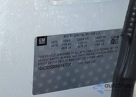 2017 Buick Lacrosse Premium из США, поврежденный, VIN 1G4ZS5SS8HU147700